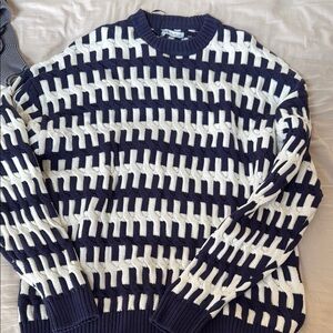 Navy and White Zara never worn Patterned Sweater